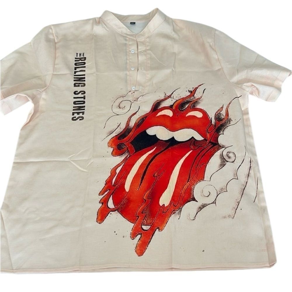 NWOT men’s size XL short sleeve street wear half button Rolling Stones shirt